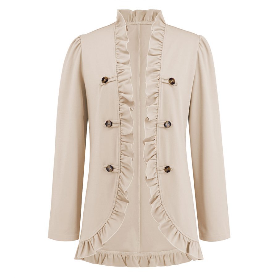 Women's Ruffled Cardigan Button Jacket - Image 3