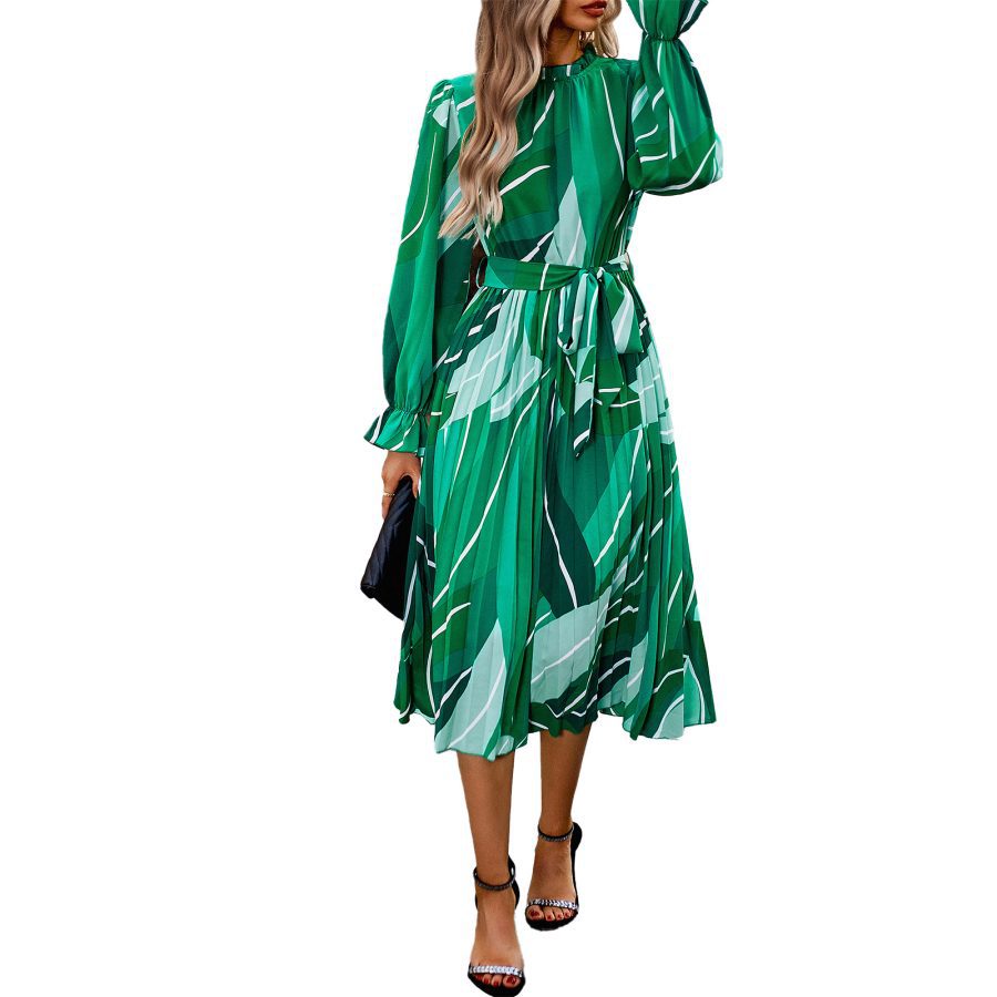 Women's Fashionable Round Neck Printed Dress - Image 2