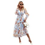 Women's Fashion Casual Printing V-neck Dress - Image 2