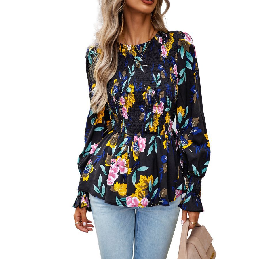 Women's Fashion Casual Long Sleeve Printed Shirt - Image 2
