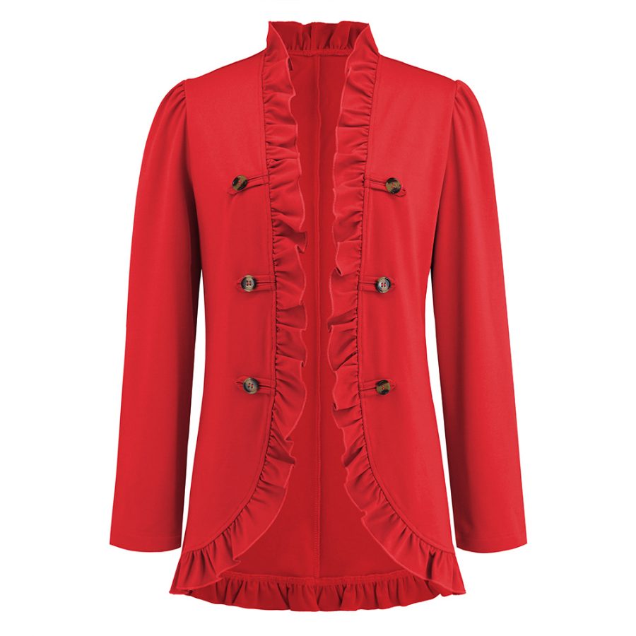 Women's Ruffled Cardigan Button Jacket - Image 5