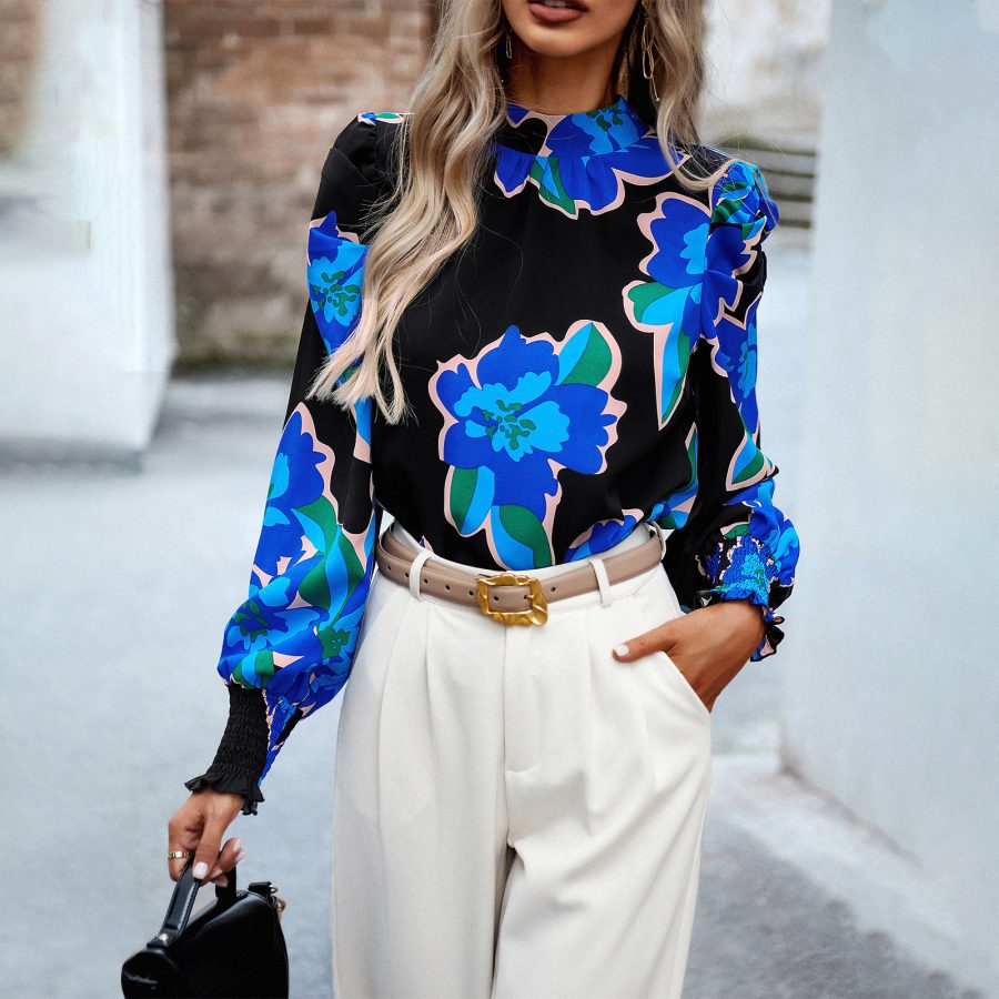 Women's Fashion Print Round Neck Long Sleeve Shirt - Image 4