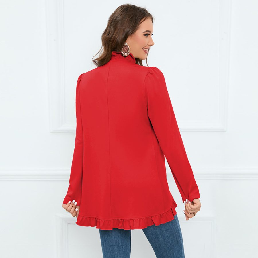 Women's Ruffled Cardigan Button Jacket - Image 2