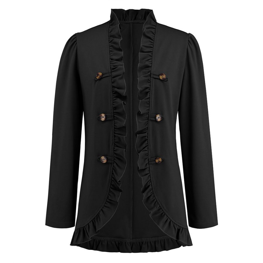 Women's Ruffled Cardigan Button Jacket - Image 7