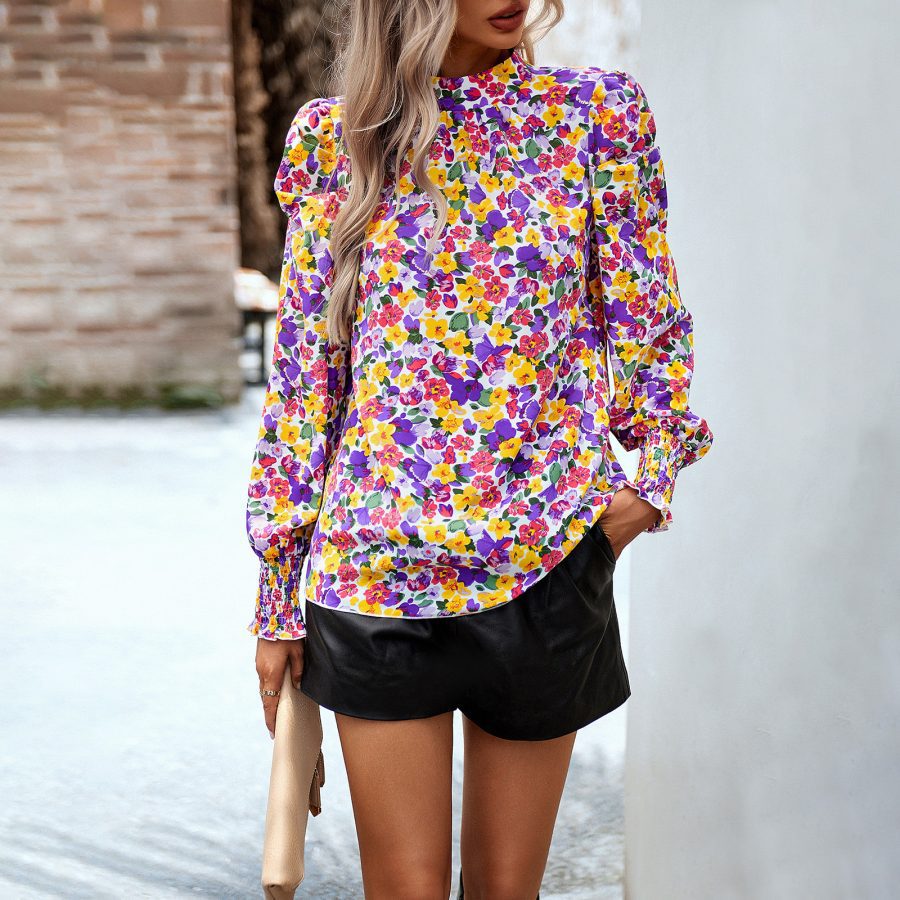 Women's Fashion Print Round Neck Long Sleeve Shirt - Image 6