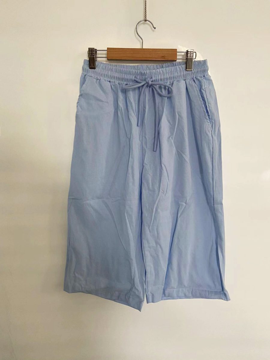 Women's Cotton And Linen Pocket Elasticated Slacks Women's Fifth Pants - Image 2