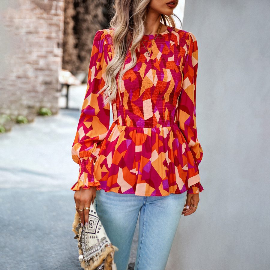 Women's Fashion Casual Long Sleeve Printed Shirt - Image 5