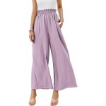 Women Trousers Solid Color Wide Leg High Waist Pants Casual Loose Pants - Image 7