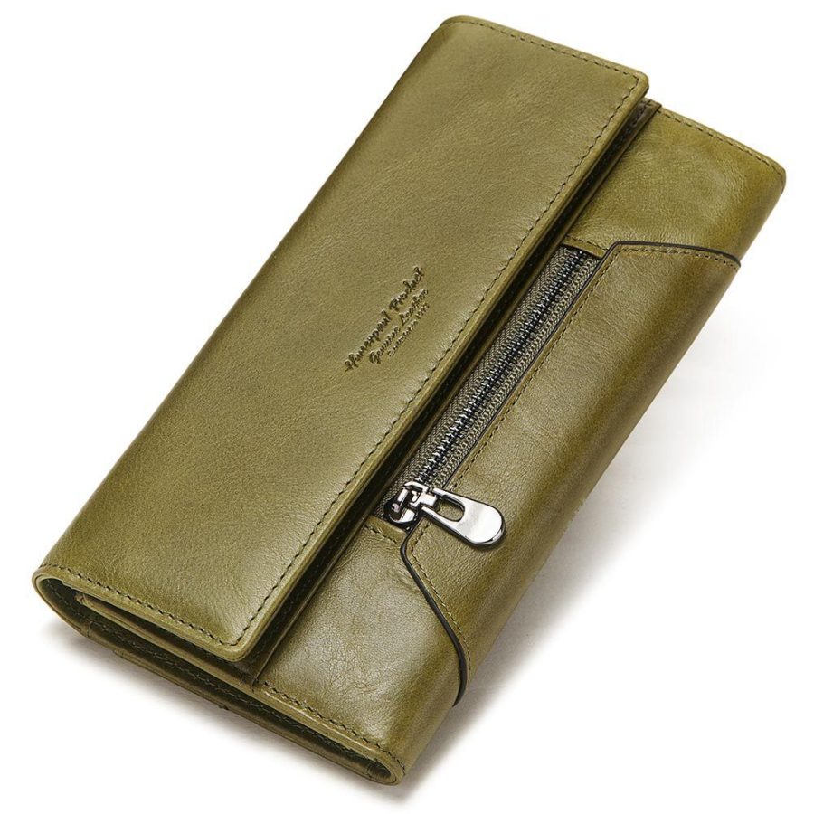 Long Cowhide Multiple Card Slots Coin Pocket RFID Anti-magnetic Women's Handbag - Image 4