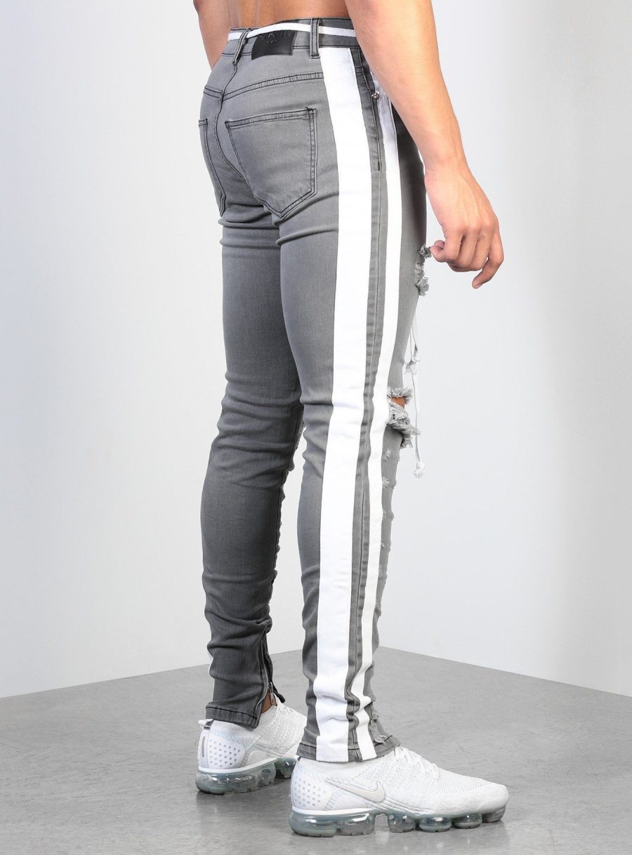 Jeans For Men Cross Knee Ripped Zipper - Image 5