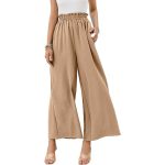 Women Trousers Solid Color Wide Leg High Waist Pants Casual Loose Pants - Image 3
