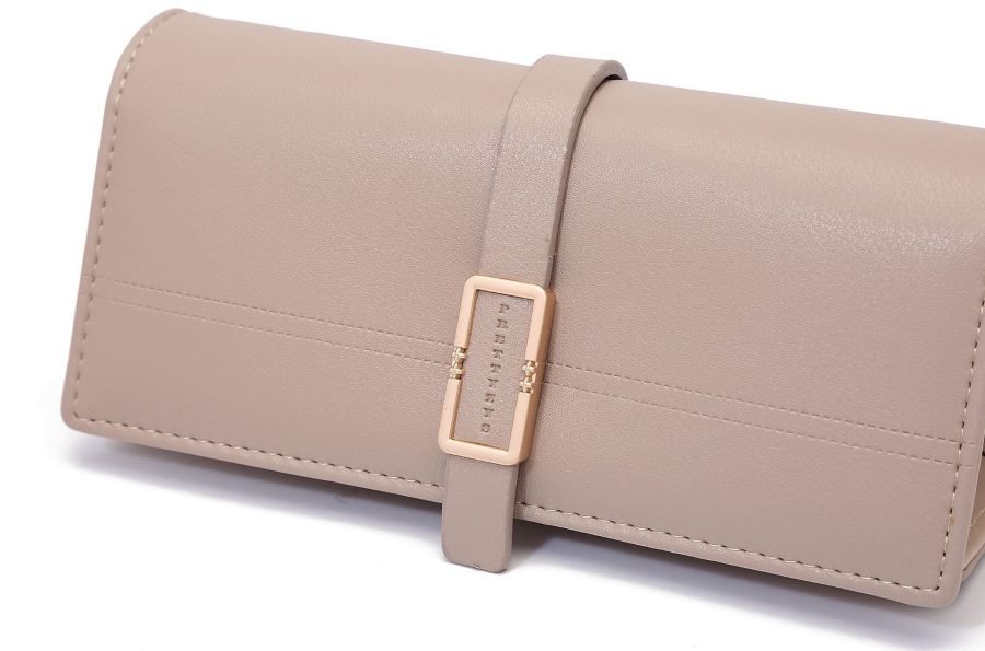 Long Metal Buckle Simple Tri-fold Clutch - Image 9