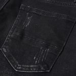 Men's Black Paisley Printed Patch Ripped Jeans - Image 5
