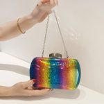 Summer Versatile Rainbow Color Dinner Bag Laser Pu Clutch Gradient Color Women's Bag - Image 3