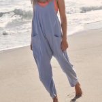 Summer Women's Loose Sleeveless Jumpsuits Spaghetti Strap Long Pant Romper Jumpsuit With Pockets Zipper - Image 5