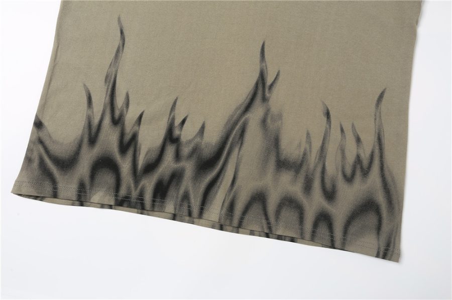 Flame Print Short-sleeved T-shirt Men - Image 4