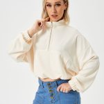 Women's Loose Casual Half Zipper Sweatshirt - Image 3