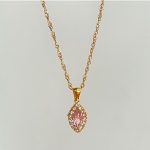 Olive Shaped Horse Eye Zircon Full Drill Titanium Steel Necklace - Image 6