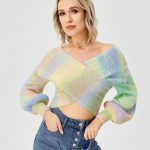 Women's Loose Casual Rainbow Stretch Off Shoulder Sweater - Image 2
