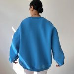 Loose Sweater Women's Casual Round Neck Pullover Tops Solid Color Sports Sweatshirt - Image 2