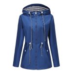 Long Sleeved Splashproof Mid Length Windbreaker For Women's Hooded Raincoat - Image 6