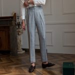 Men's High Waisted Straight Leg Gray Casual Pants - Image 2