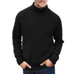 Men's High Collar Solid Color Long Sleeve Knitting Twisted Sweater - Image 4