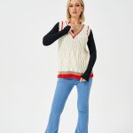 Women's Loose Casual Stretch Contrast Color Sweater Vest - Image 7
