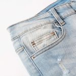 Baby Blue Wash Water Worn Patch Torn Jeans Male - Image 7
