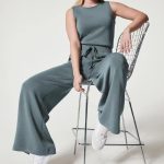 Solid Color Jumpsuit Sleeveless Tops Tie Elastic Pants Romper - Image 2