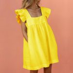 Square neck ruffled flying mini dress - Image 9