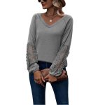Loose Casual V-neck Lace Lace Long-sleeved - Image 6