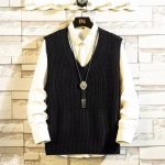 College Style V Neck Loose Fashion Sweater - Image 3