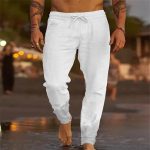 Men's Solid Color Cotton Linen Loose Beach Casual Pants - Image 6