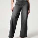Women's Straight Jeans Mid Waist Wide Leg Pants High Elastic Waist Trousers - Image 2