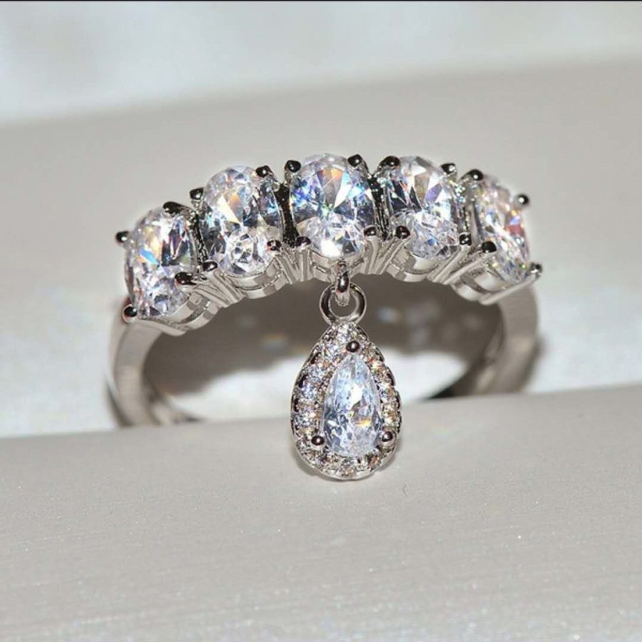 Fashion Creative Water Drop Pendant Zircon Ring Girl - Image 3