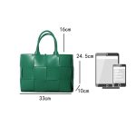 Woven Cowhide Single Shoulder Checkered Handbag - Image 4