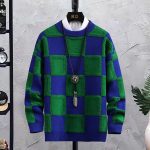 Men's Trendy Plaid Round Neck Sweater Loose - Image 2