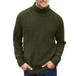 Men's High Collar Solid Color Long Sleeve Knitting Twisted Sweater - Image 5