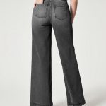 Women's Straight Jeans Mid Waist Wide Leg Pants High Elastic Waist Trousers - Image 3