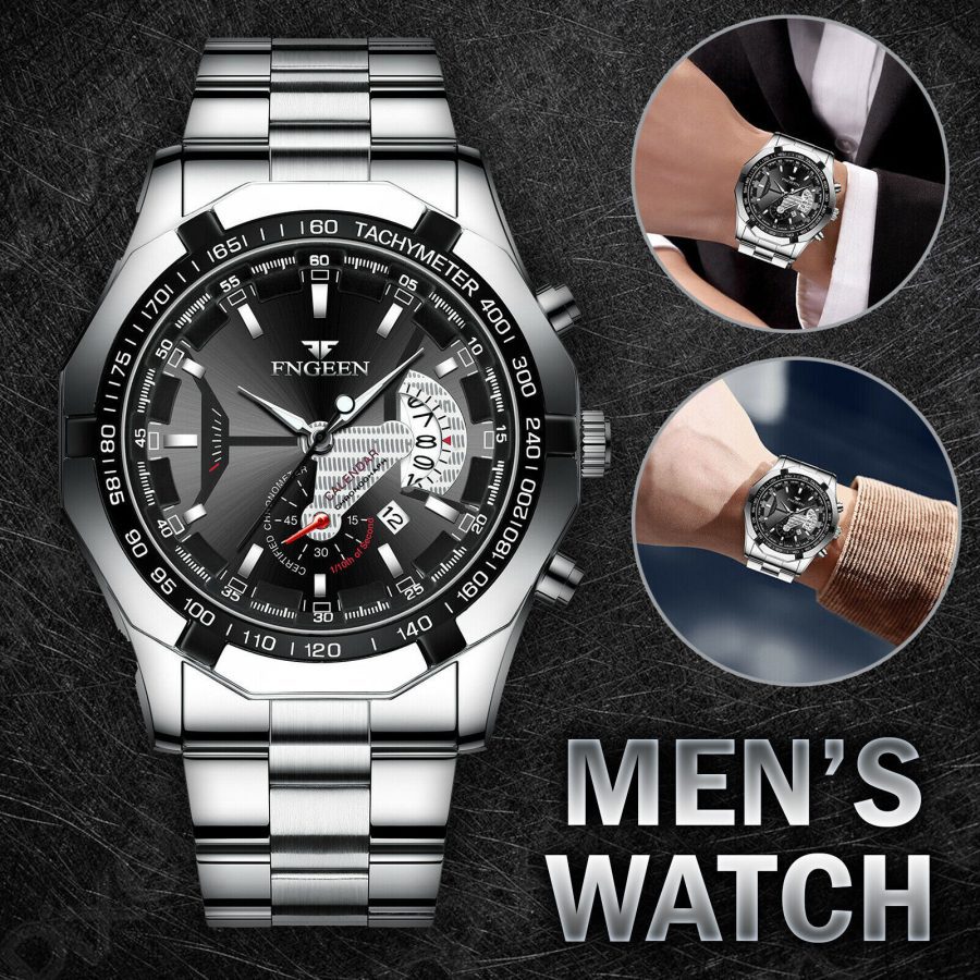 Waterproof Men's Stainless Steel Quartz Analog Wrist Watch Date Business Gift - Image 10