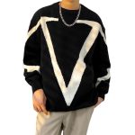Men's Japanese Vintage Contrast Casual Versatile Round Neck Sweater - Image 6
