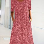 Round Neck Short Sleeve Floral Midi Dress - Image 7