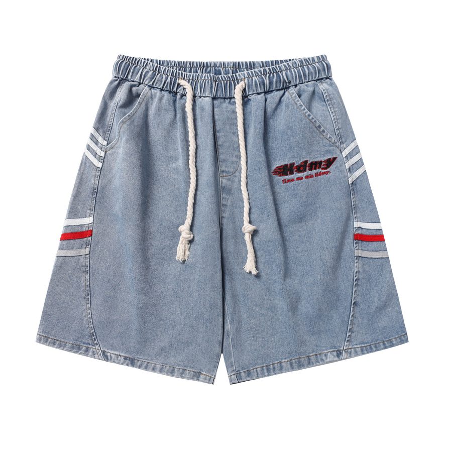 American Washed Design Sense Baggy Denim Shorts - Image 9