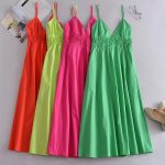 Fuchsia Midi Loose Poplin Slip Dress