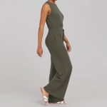 Solid Color Jumpsuit Sleeveless Tops Tie Elastic Pants Romper - Image 6