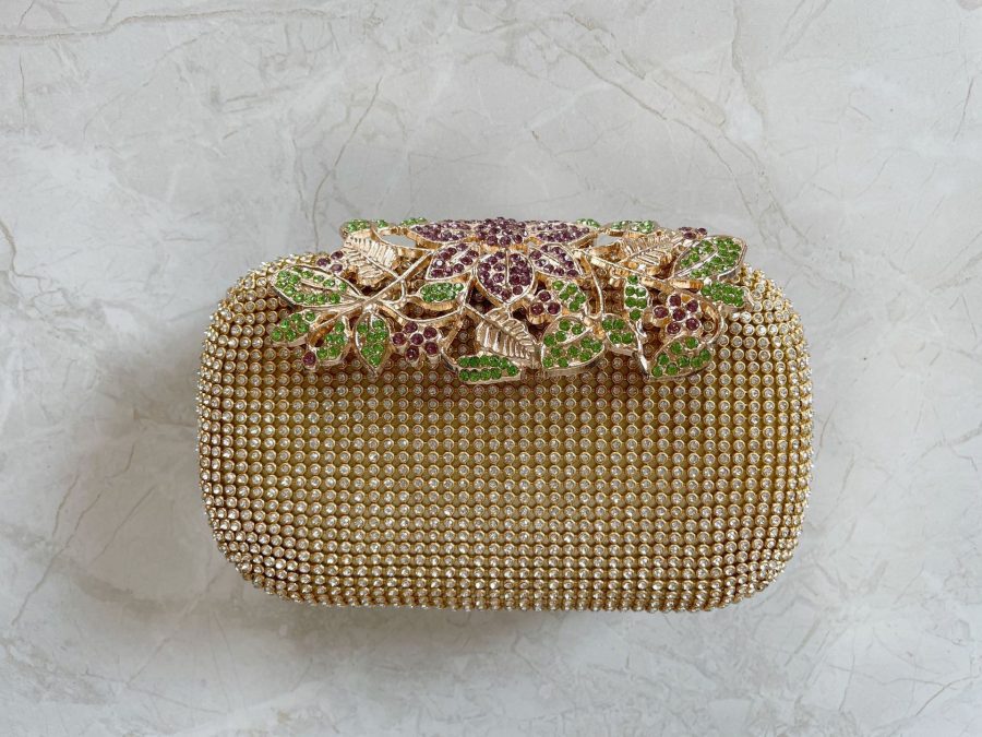 Leaf-shaped Flowers Diamond Dinner Clutch - Image 7
