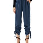 Women's Satin Jogger Pants Casual High Waist Long Lounge Pant Trousers With Pockets