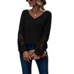 Loose Casual V-neck Lace Lace Long-sleeved - Image 10