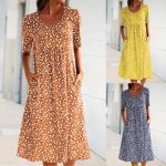 Round Neck Short Sleeve Floral Midi Dress